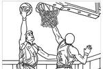 Tranh tô màu 2 cầu thủ bóng rổ thi đấu