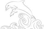 Tranh tô màu Con Cá Heo và Sóng Biển