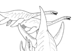 Tranh tô màu bốn con kronosaurus