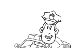 Tranh tô màu chú cảnh sát lái ô tô