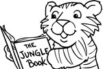 Tranh tô màu chú hổ đang đọc sách