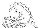 Tranh tô màu chú khủng long đọc sách