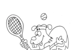 Tranh tô màu con sóc đánh quần vợt