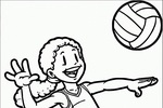 Tranh tô màu cô bé chơi bóng chuyền