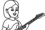 Tranh tô màu cô gái đánh đàn guitar