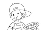 Tranh tô màu cậu bé chơi quần vợt