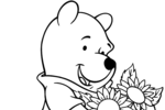 Tranh tô màu gấu pooh và những bông hoa