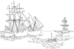 Tranh tô màu những con tàu của columbus