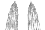 Tranh tô màu tháp đôi petronas ở malaysia