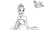 Tranh tô màu Công Chúa Tiana và Chú Chim