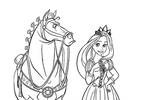 Tranh tô màu Công Chúa Rapunzel và Con Ngựa