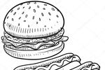 Tranh tô màu Hamburger và Xúc Xích Nóng