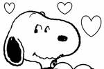Tranh tô màu Snoopy và Trái Tim