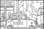 Tranh tô màu Xe Taxi Trên Đường