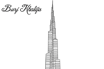 Tranh tô màu tòa tháp burj khalifa