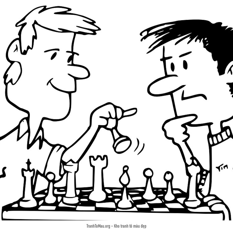 Tải tranh tô màu 2 người bạn chơi cờ vua