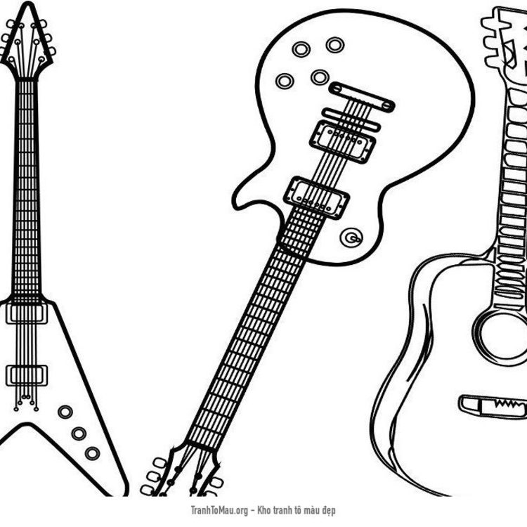 Tải tranh tô màu 3 loại đàn guitar