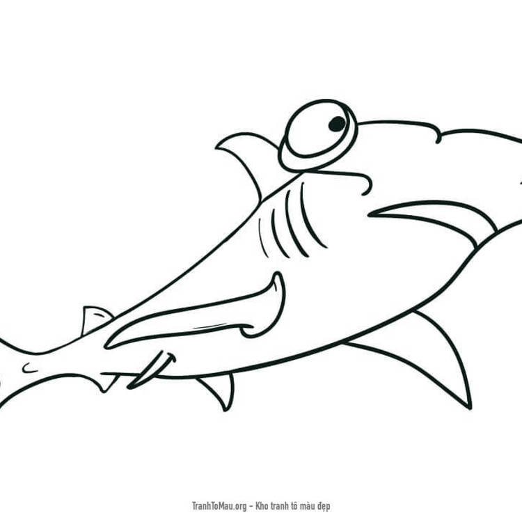 Tải tranh tô màu Con Cá Mập Búa Bơi