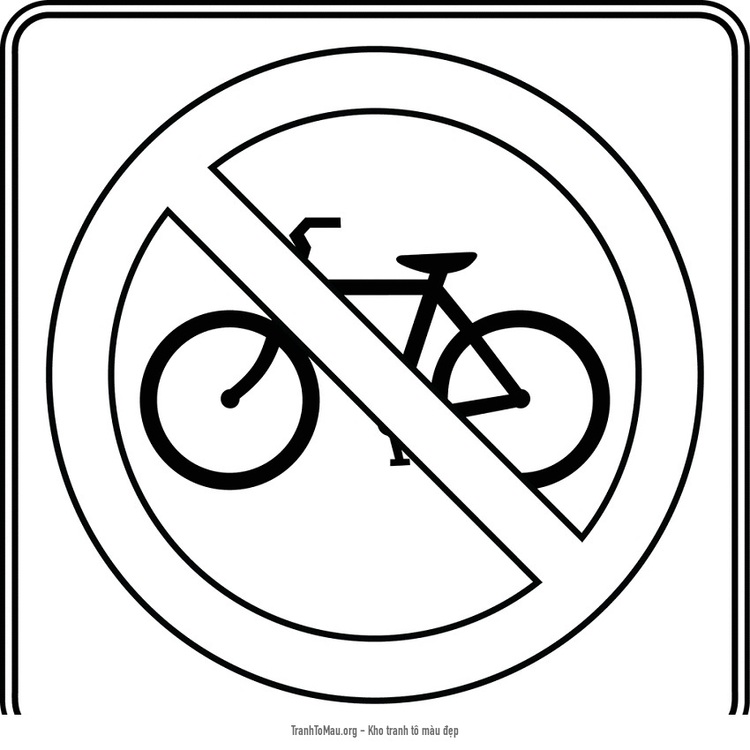 Tải tranh tô màu biển báo cấm xe đạp