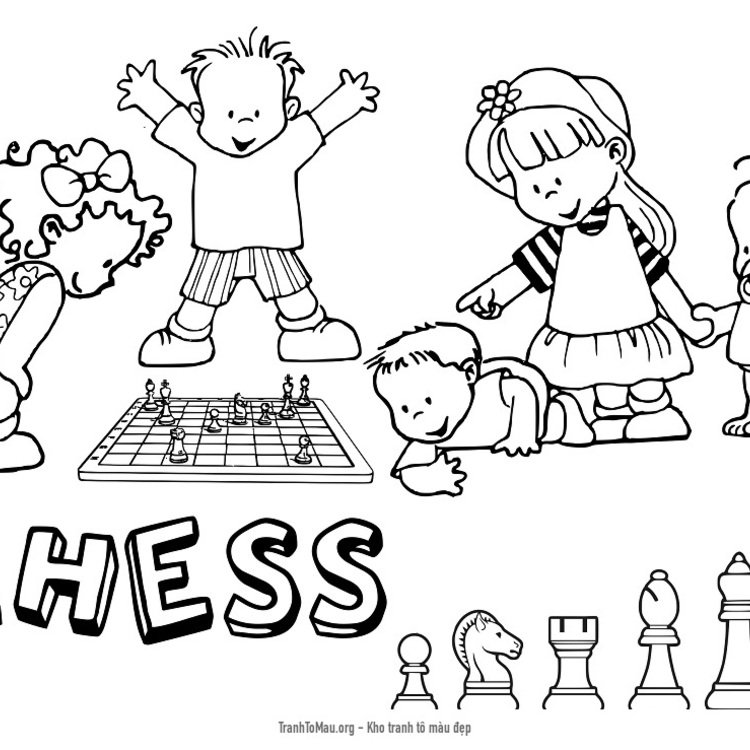 Tải tranh tô màu bọn trẻ chơi cờ vua