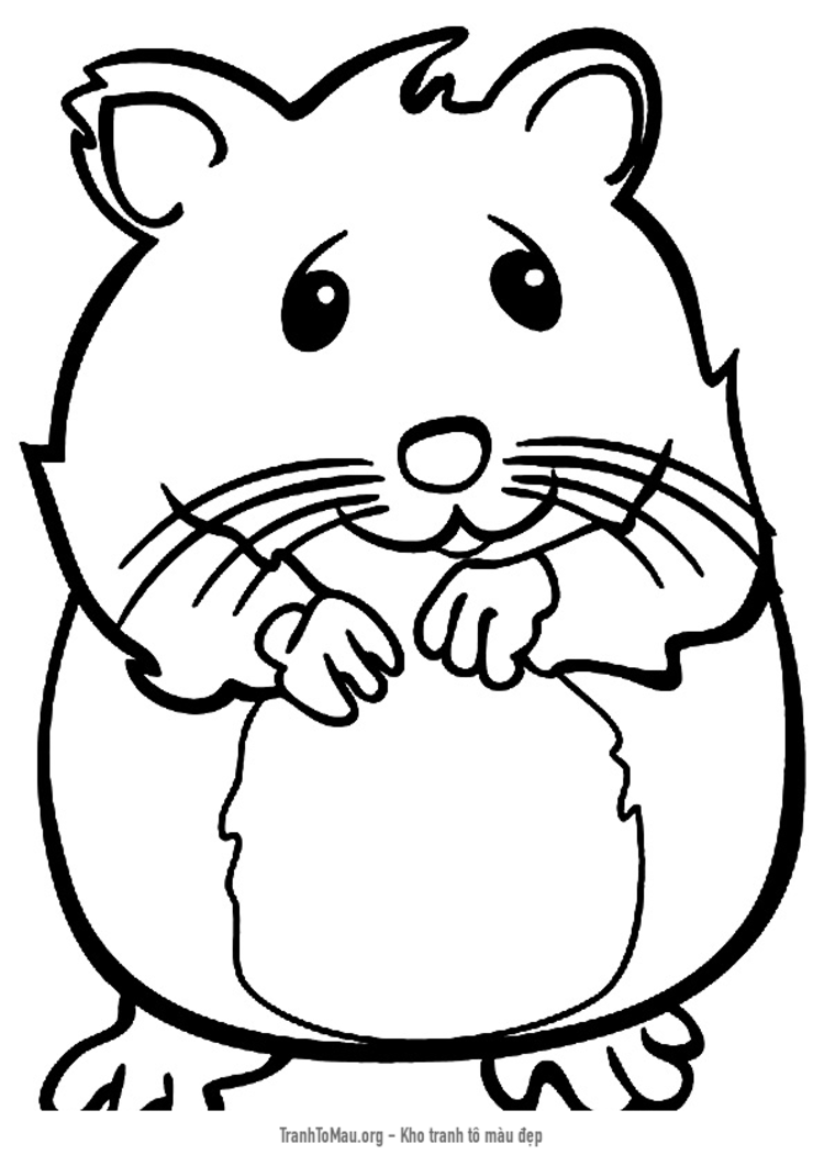 Tải tranh tô màu chuột hamster mỉm cười