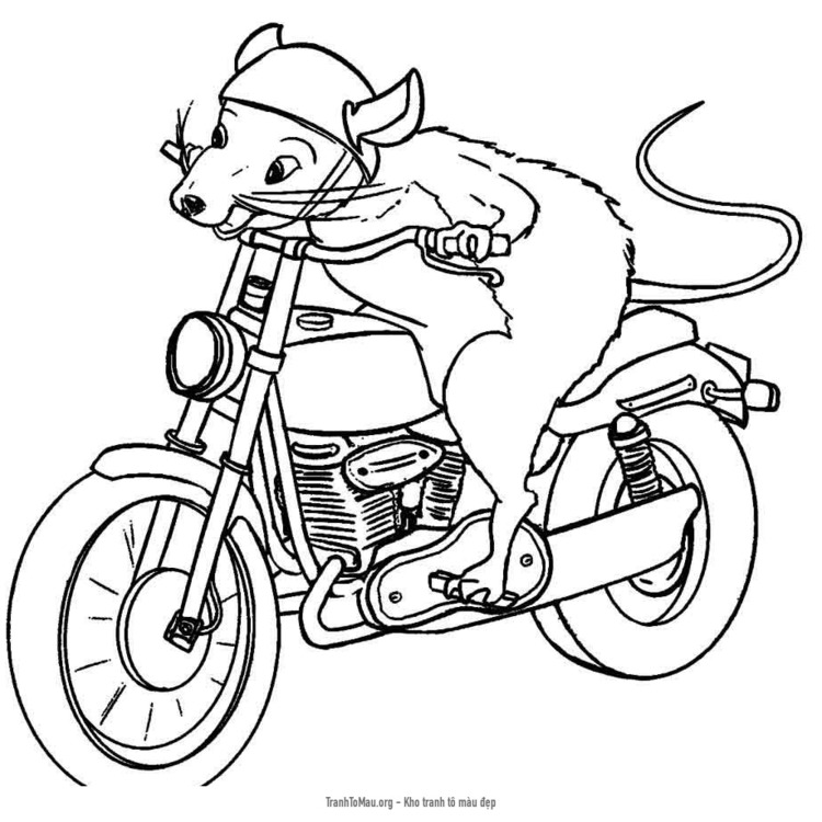 Tải tranh tô màu chuột lái xe máy
