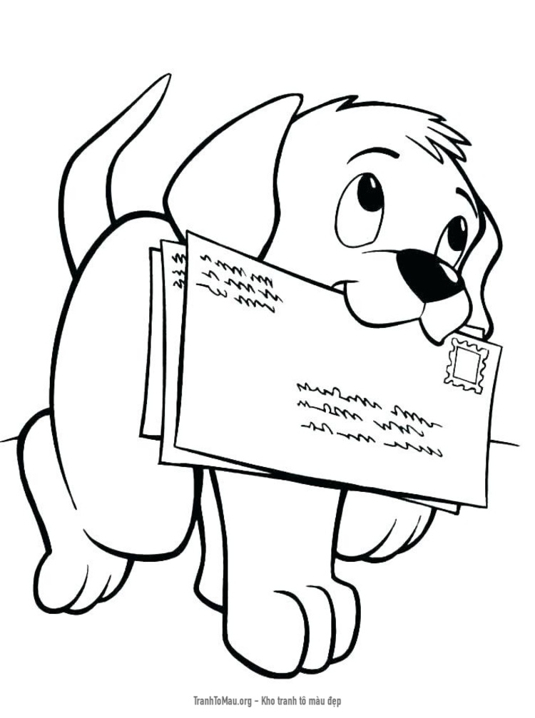 Tải tranh tô màu chú chó đưa thư