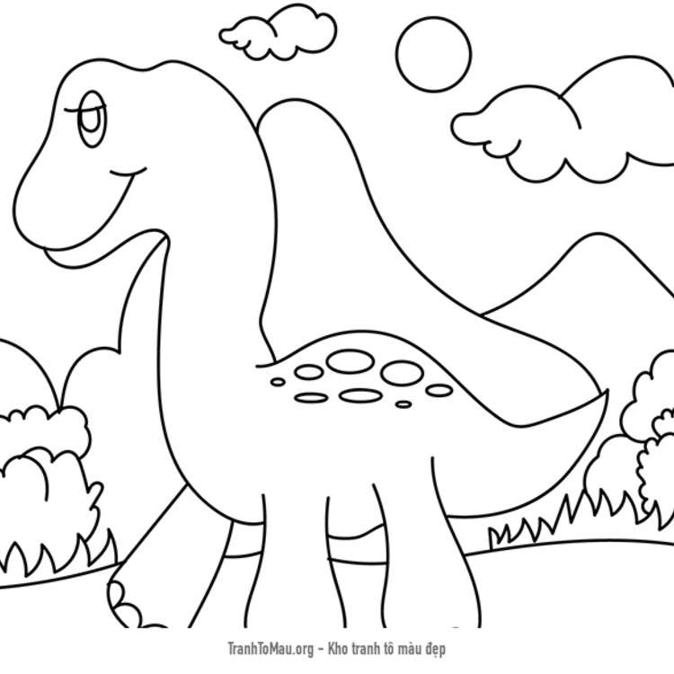 Tải tranh tô màu chú khủng long con