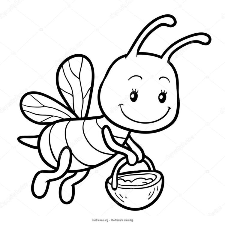 Tải tranh tô màu chú ong và hũ mật