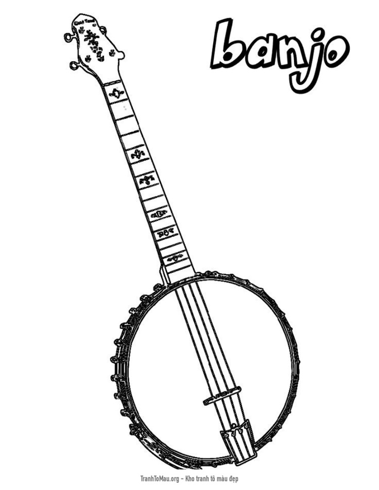 Tải tranh tô màu cây đàn banjo đơn giản