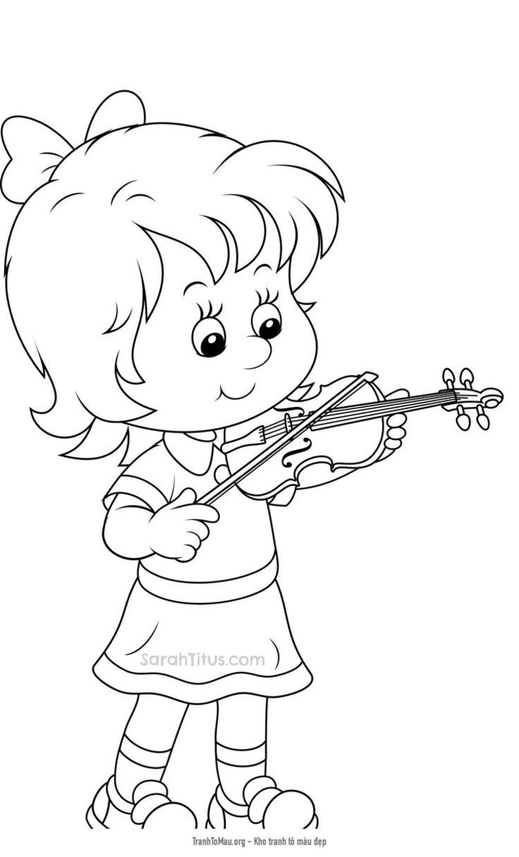 Tải tranh tô màu cô bé đang đánh đàn violin
