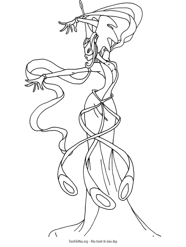 Tải tranh tô màu công chúa daphne đang múa