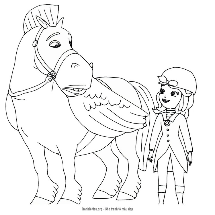 Tải tranh tô màu công chúa sofia cưỡi ngựa