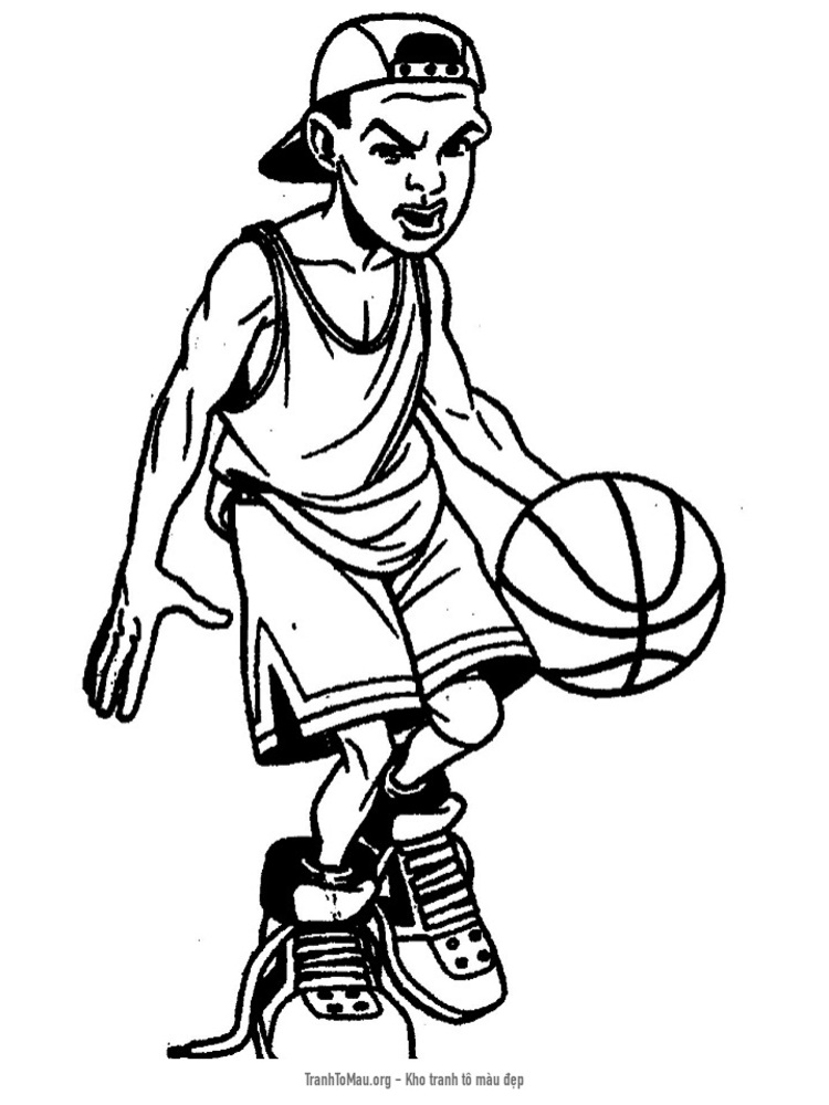 Tải tranh tô màu cầu thủ bóng rổ đường phố