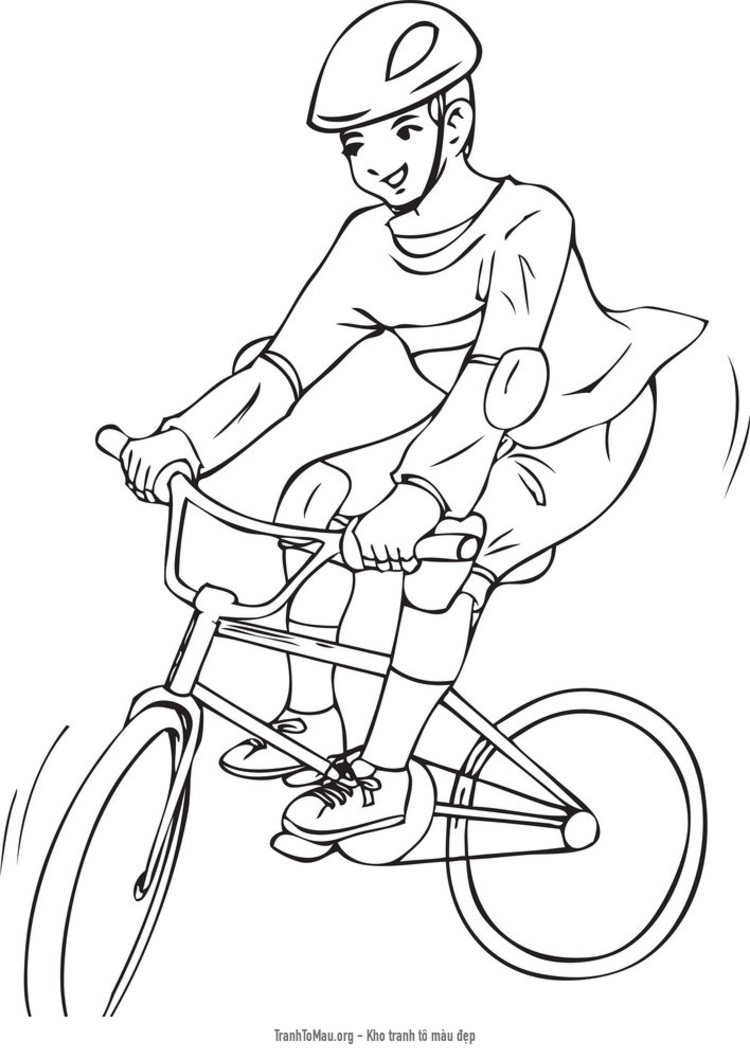 Tải tranh tô màu cậu bé đua xe đạp