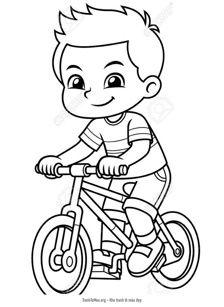 Tải tranh tô màu Boy Riding New Red Bicycle BW