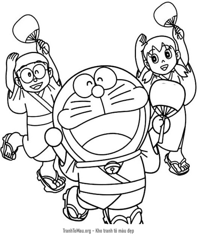 Tải tranh tô màu doraemon, nobita và shizuka
