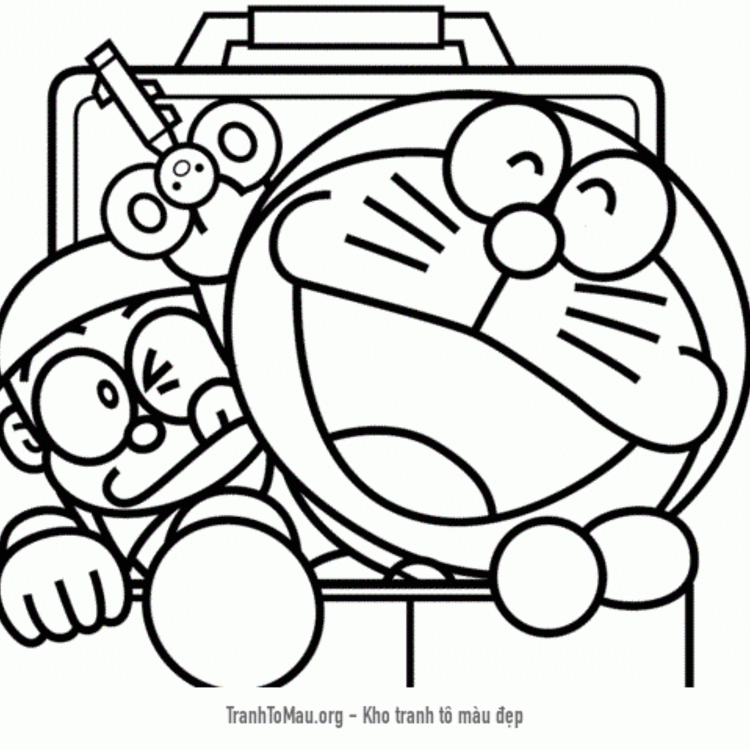 Tải tranh tô màu doraemon và nobita trong hộp