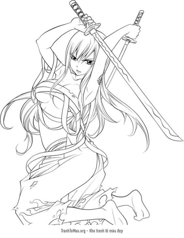 Tải tranh tô màu erza samurai