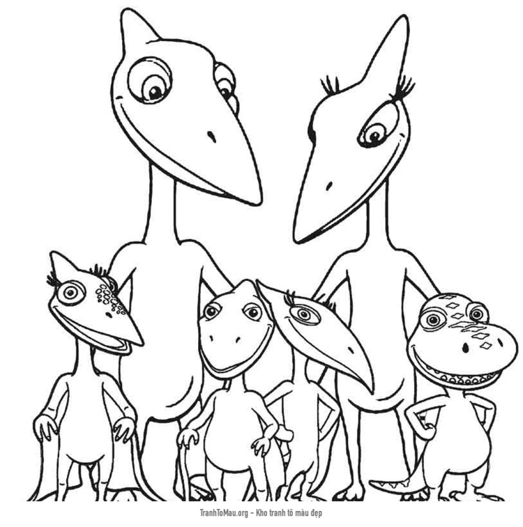Tải tranh tô màu gia đình khủng long
