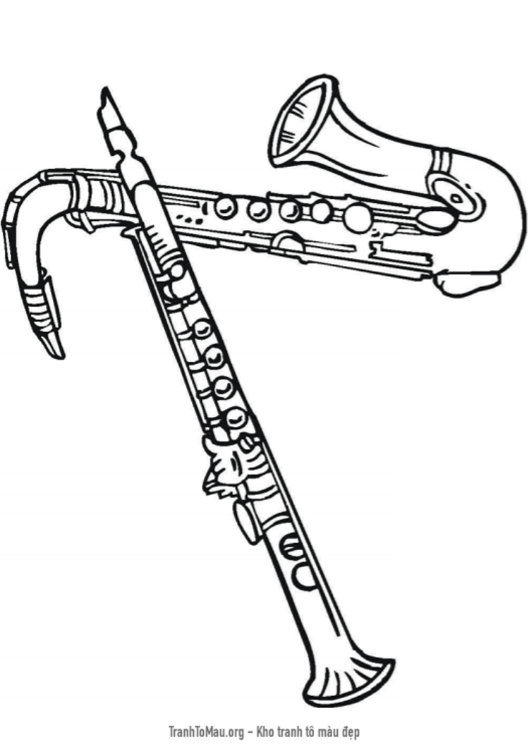 Tải tranh tô màu kèn clarinet và saxophone