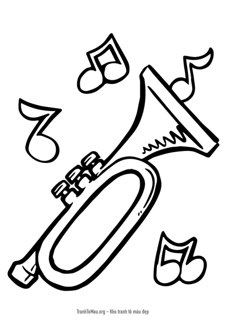 Tải tranh tô màu kèn trumpet nhỏ