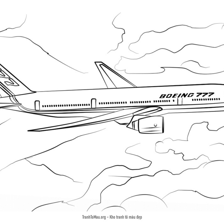 Tải tranh tô màu máy bay boeing 777-200