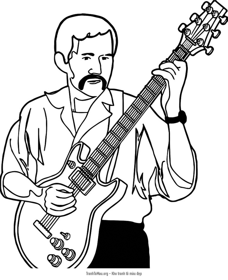 Tải tranh tô màu người đàn ông chơi guitar 2