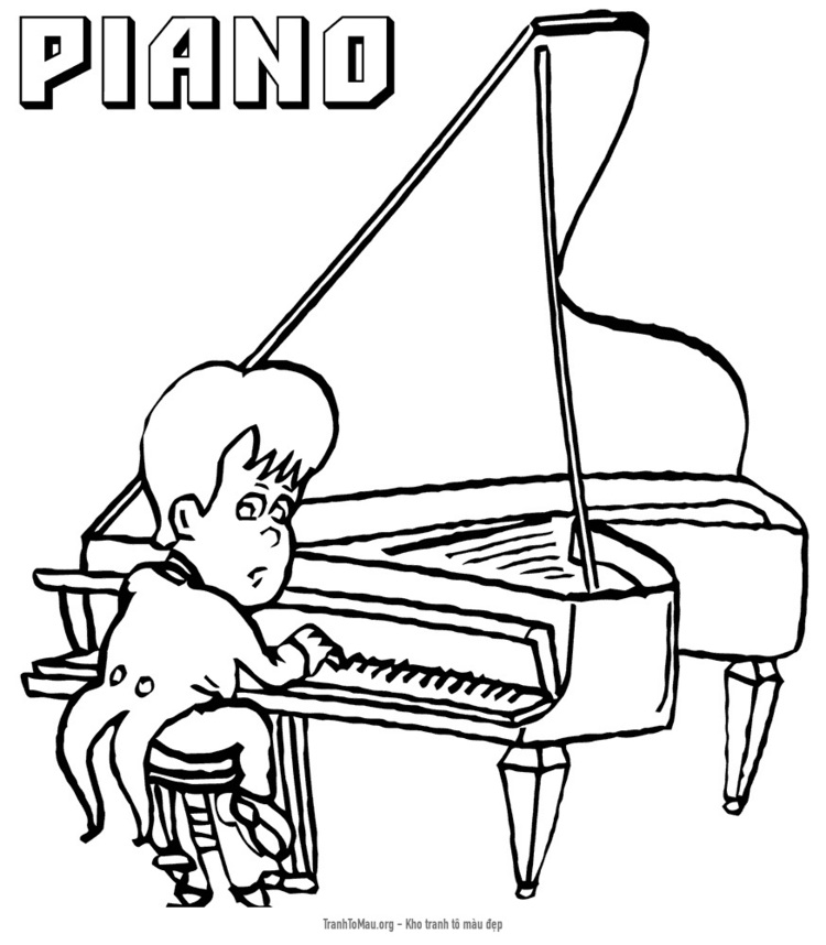 Tải tranh tô màu nhạc công chơi đàn piano