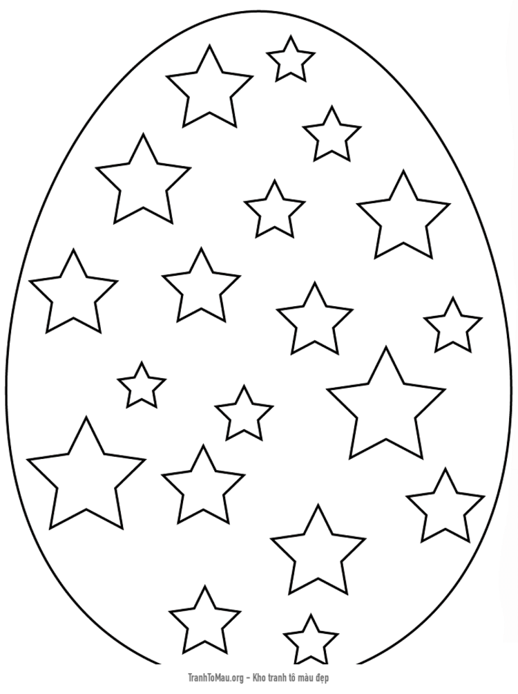 Tải tranh tô màu quả trứng được trang trí ngôi sao