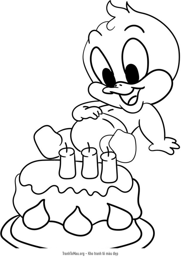 Tải tranh tô màu sinh nhật của vịt con daffy