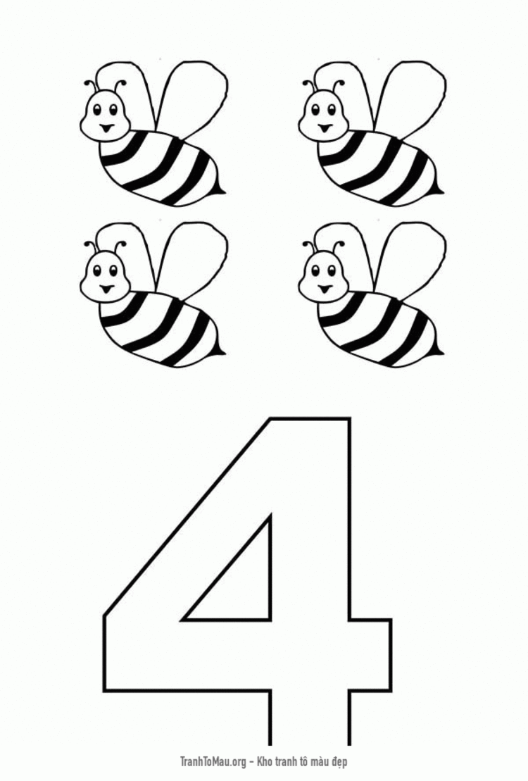 Tải tranh tô màu số 4 và 4 con ong