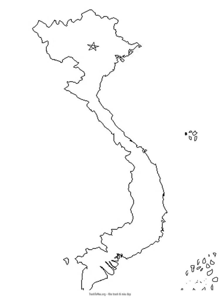 Tải tranh tô màu Bản đồ Việt Nam không có ranh giới tỉnh