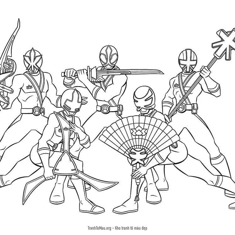 Tải tranh tô màu 5 Anh Em Siêu Nhân Samurai